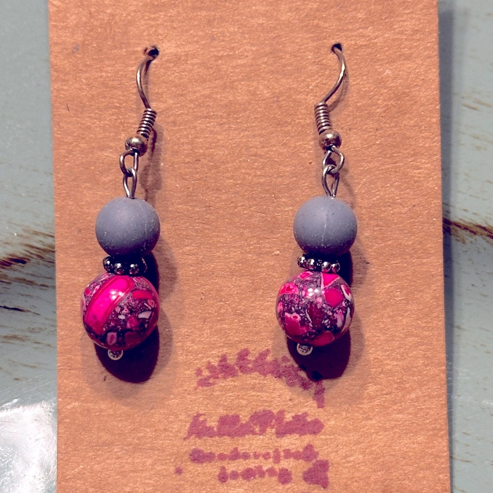 Magenta Dangle Earrings